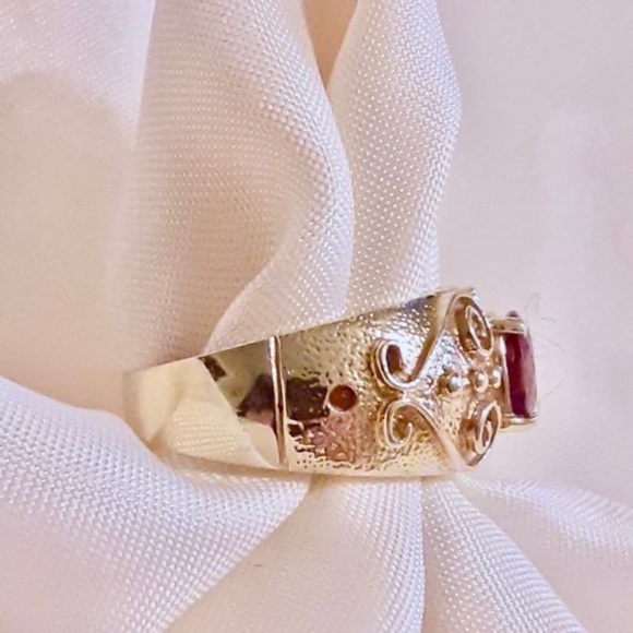 Rare Natural Pink Zircon 10K Yellow Gold Rg Sz 8 4.3g - Picture 3 of 6